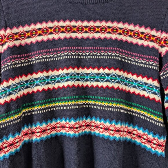 Gap Navy Blue Fair Isle Crewneck Pullover Sweater Holiday Winter Women's S - Picture 3 of 7